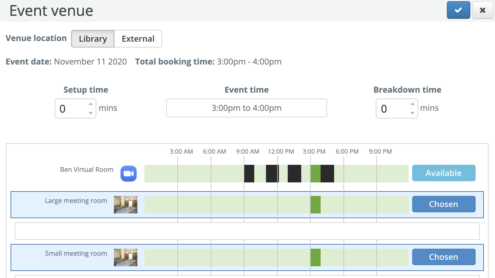 Multi-room Venue at Same Branch