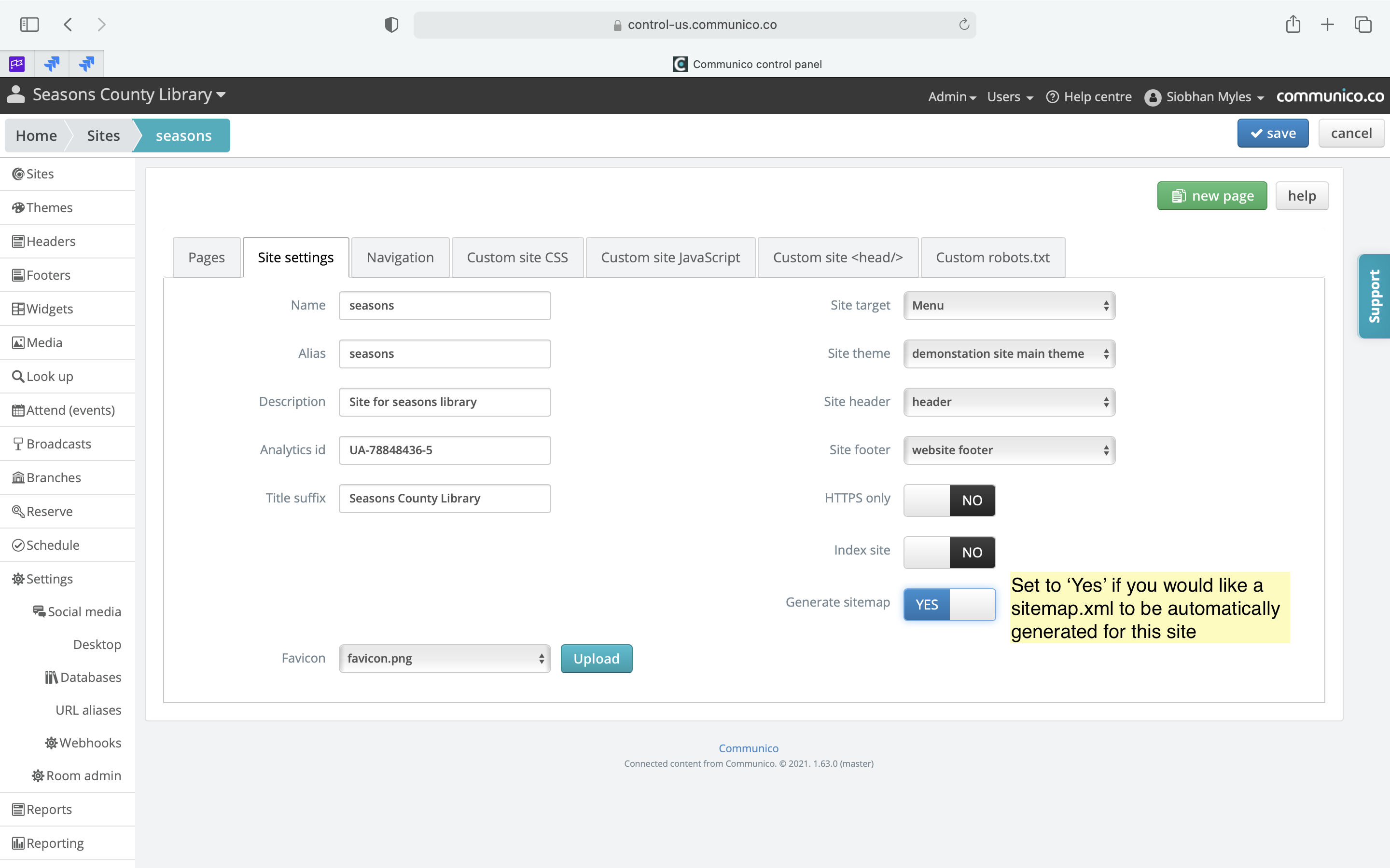 Create SiteMap Toggle On