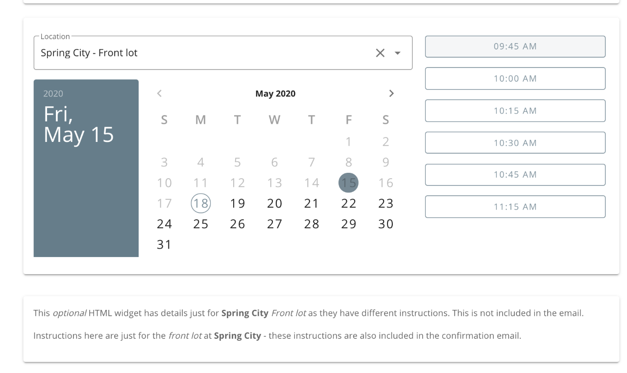 Curbside Pickup Supplemental Widget Helper Text