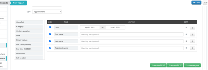 Schedule - Additional report filters