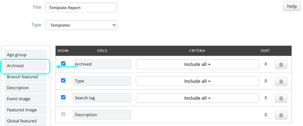 archived templates in reoprts