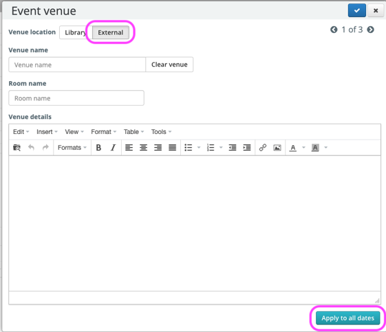 Apply external venue to all dates.